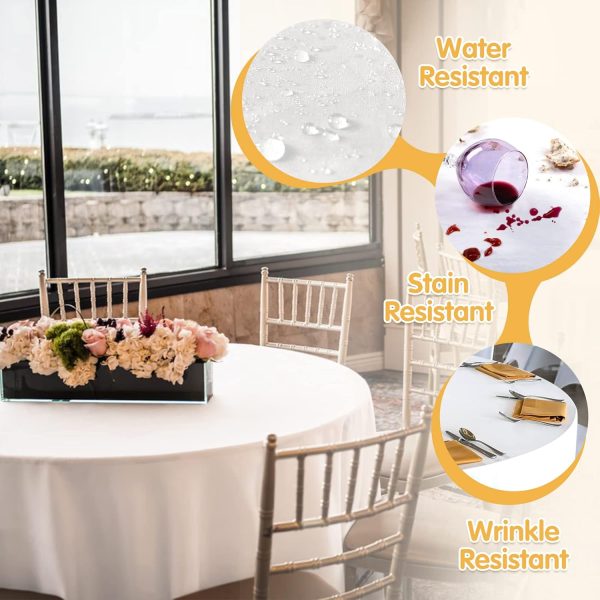 BRILLMAX 6 Pack White Round Tablecloths 120 Inch - Circle Bulk Linen Polyester Fabric Washable Table Clothes Cover for Wedding Reception Banquet Birthday Party Buffet Restaurant - Image 3