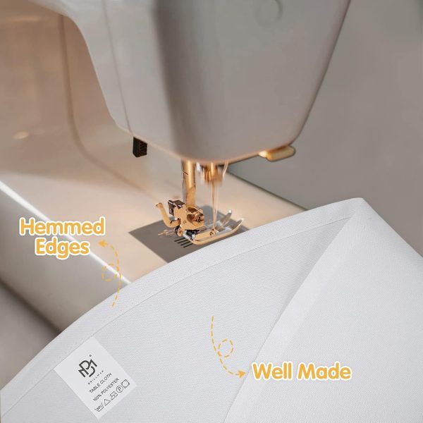 BRILLMAX 6 Pack White Round Tablecloths 120 Inch - Circle Bulk Linen Polyester Fabric Washable Table Clothes Cover for Wedding Reception Banquet Birthday Party Buffet Restaurant - Image 4