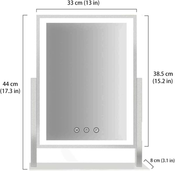 HIEEY Lighted Makeup Mirror, Hollywood Vanity Mirror with Lights, Three Color Lighting Modes, and 5X Magnification Mirror, Smart Touch Control, 360°Rotation (17.3in. White) - Image 5