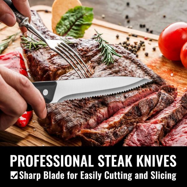 HIWARE 48-Piece Silverware Set with Steak Knives for 8, Stainless Steel Flatware Cutlery Set For Home Kitchen Restaurant Hotel, Kitchen Utensils Set, Mirror Polished, Dishwasher Safe - Image 5