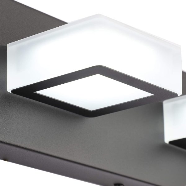 Ralbay LED Modern Black Bathroom Vanity Lights 3 Lights Acrylic Modern Black Bathroom Wall Lighting Fixtures - Image 2