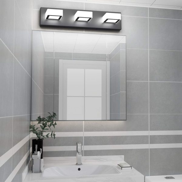 Ralbay LED Modern Black Bathroom Vanity Lights 3 Lights Acrylic Modern Black Bathroom Wall Lighting Fixtures - Image 5